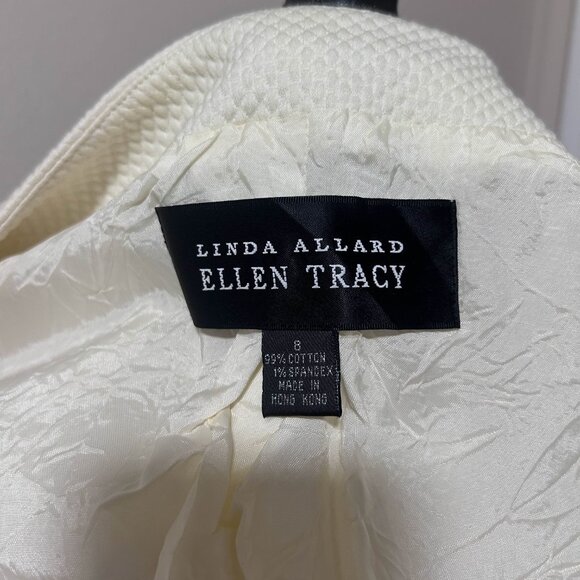 Women's Linda Allard Ellen Tracy Off White Open Front Blazer Zip Jacket Size 8 - Picture 10 of 10